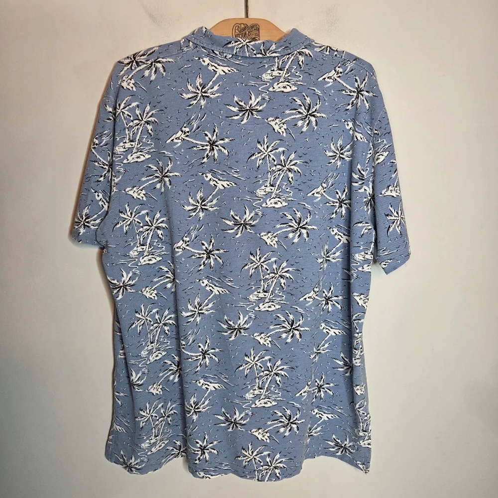 Polo Ralph Lauren Blue Tropical Palm Print Polo Shirt Size Large